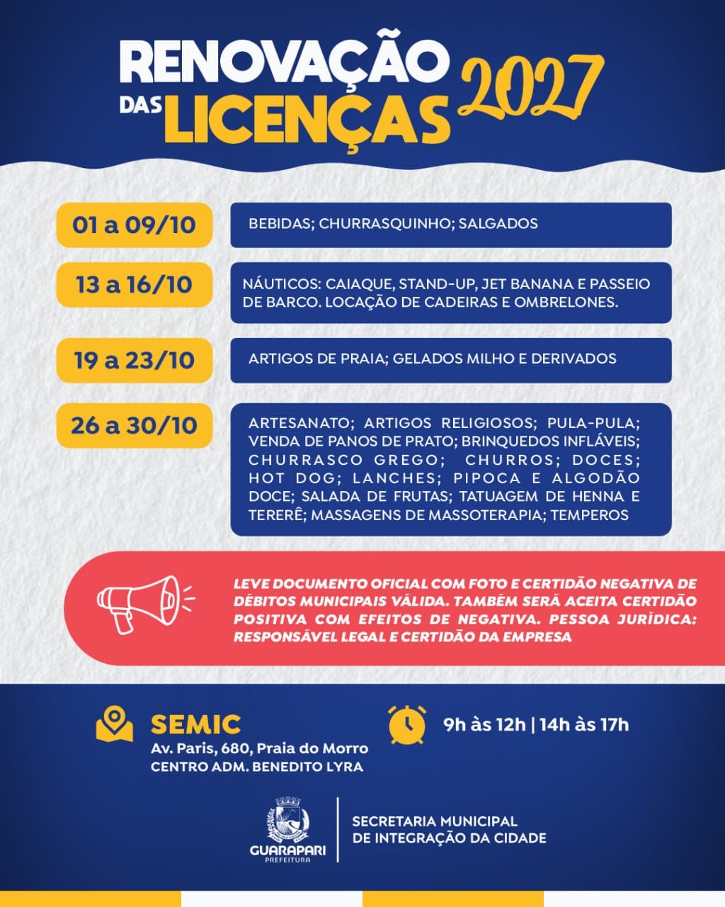 Comerciantes de Guarapari devem renovar licenças para atuar em 2027 2 WhatsApp Image 2026 09 28 at 14.53.14