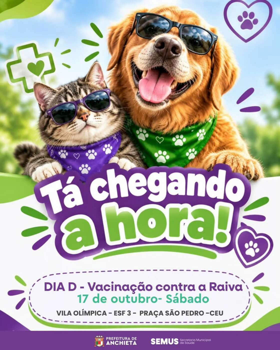 Dia D de vacinação contra a Raiva já tem data marcada em Anchieta 1 Esta chegando o Dia D de vacinacao contra a Raiva na Sede de Anchieta Prepare o seu amigo e le