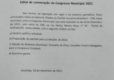 Edital congresso municipal 2021
